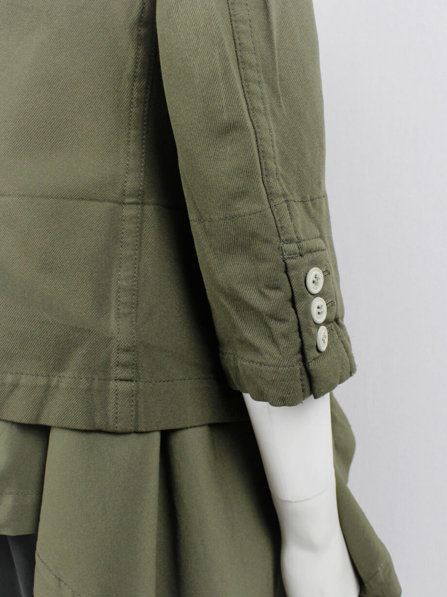 vintage Comme des Garcons khaki green blazer fused with a long draped underlayer fall 2009 (6)