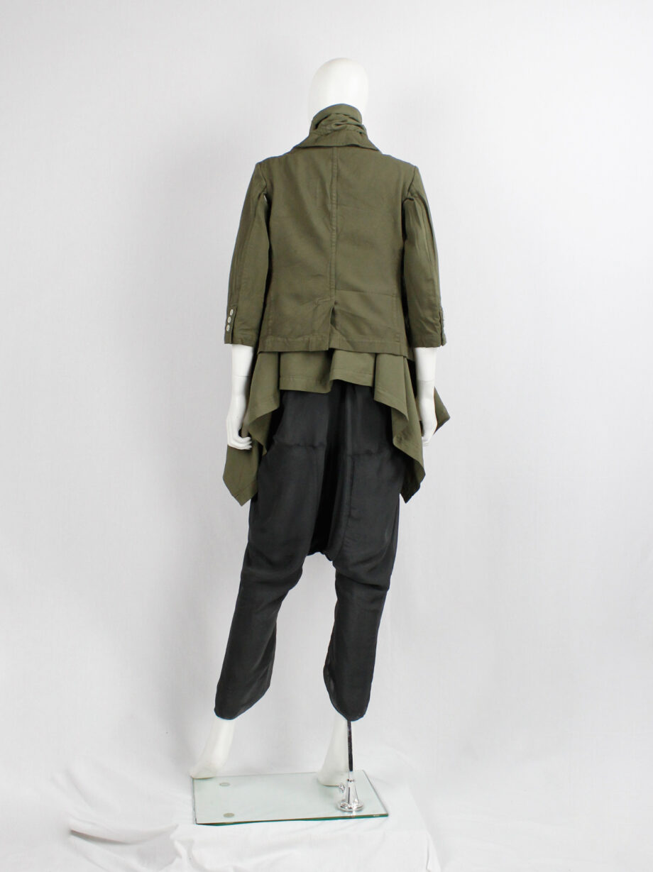 vintage Comme des Garcons khaki green blazer fused with a long draped underlayer fall 2009 (7)