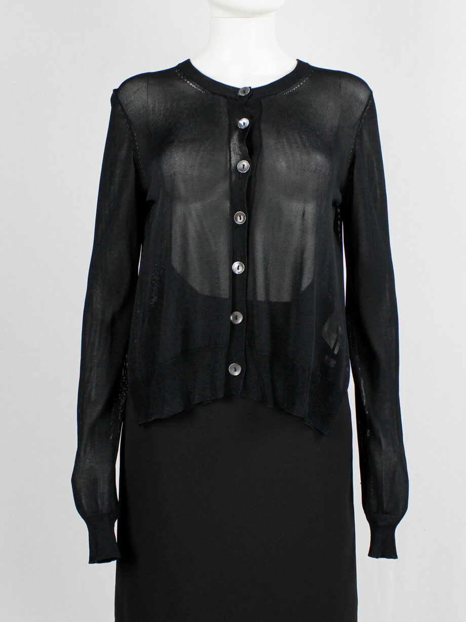 vintage Maison Martin Margiela black backless cardigan draped on the front of the body spring 2004 (1)