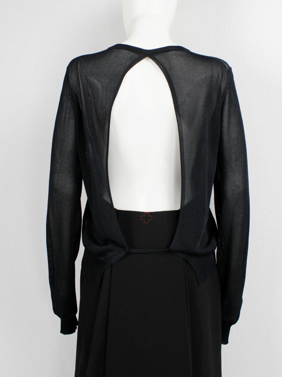 vintage Maison Martin Margiela black backless cardigan draped on the front of the body spring 2004 (11)