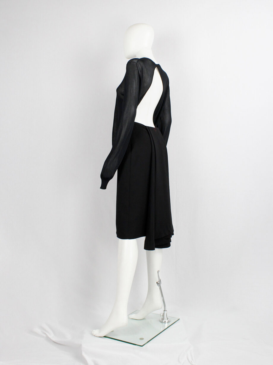 vintage Maison Martin Margiela black backless cardigan draped on the front of the body spring 2004 (8)