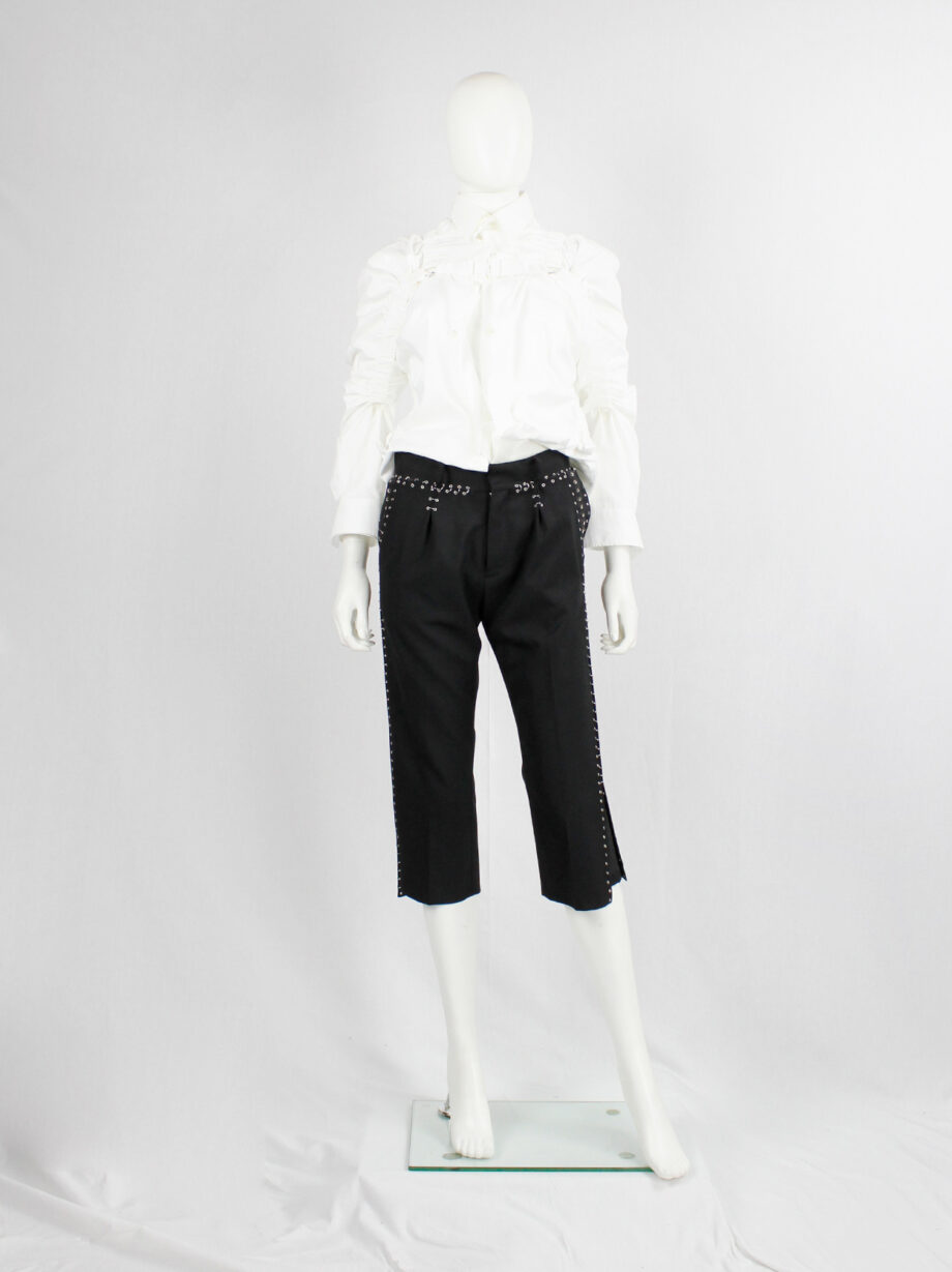 vintage Noir Kei Ninomiya black cropped trousers with silver grommets and rings spring 2014 (1)