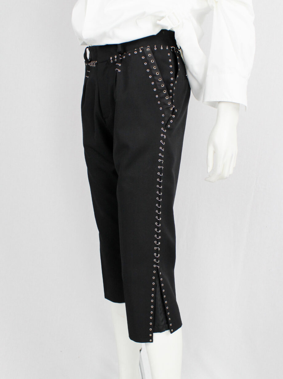 vintage Noir Kei Ninomiya black cropped trousers with silver grommets and rings spring 2014 (17)