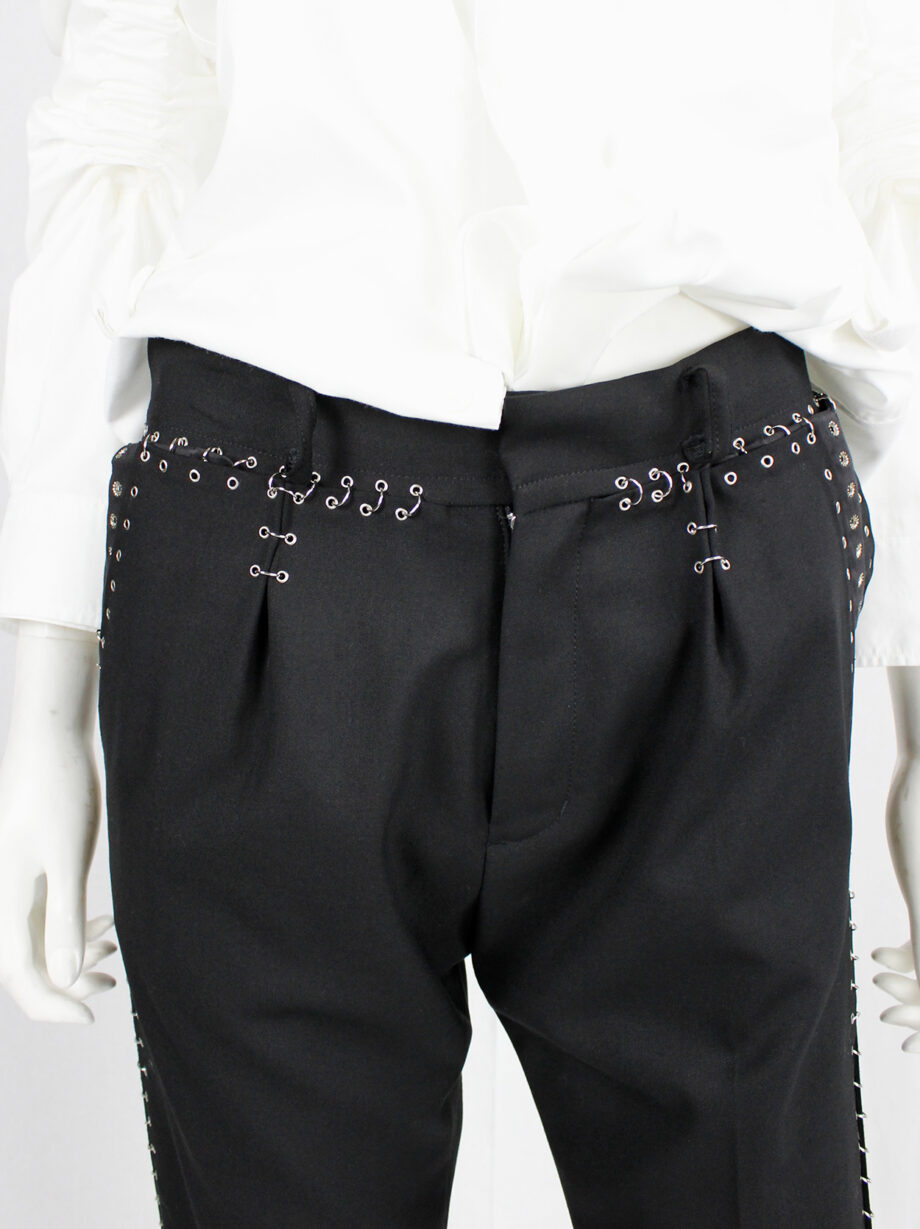 vintage Noir Kei Ninomiya black cropped trousers with silver grommets and rings spring 2014 (2)