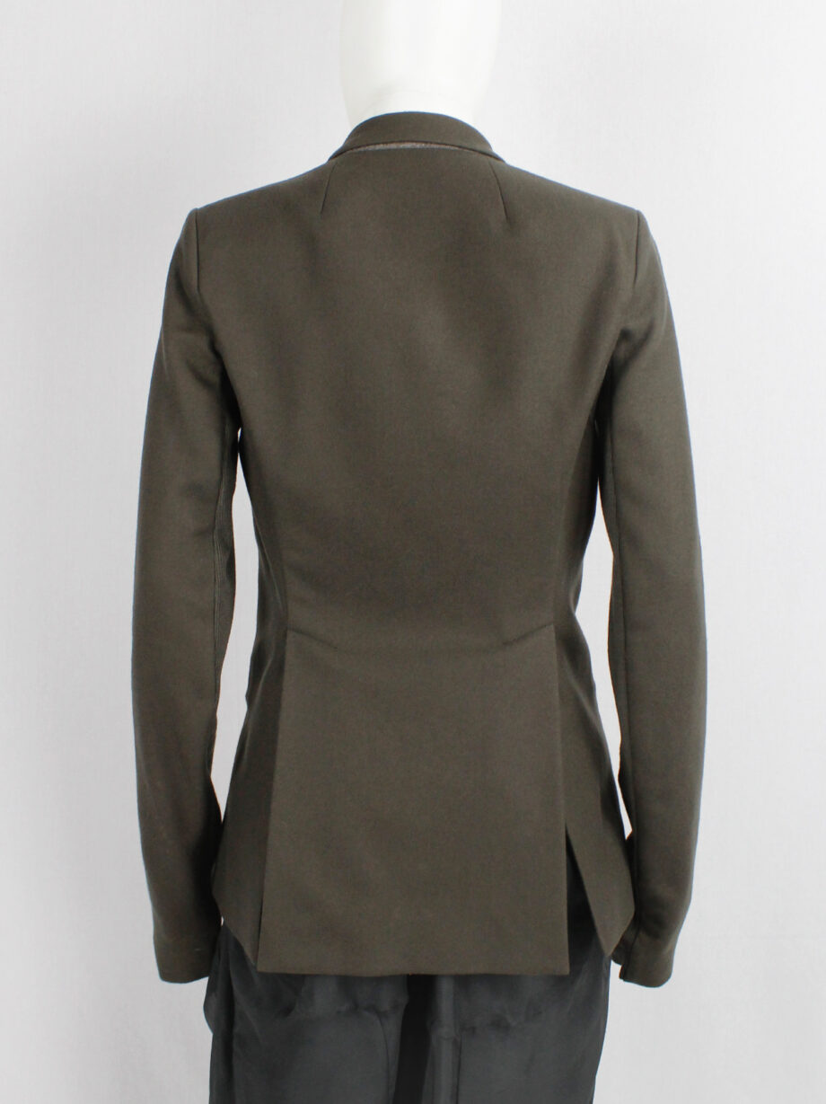 vintage Rick Owens green minimalist blazer with geometric lapels and extra long sleeves (10)