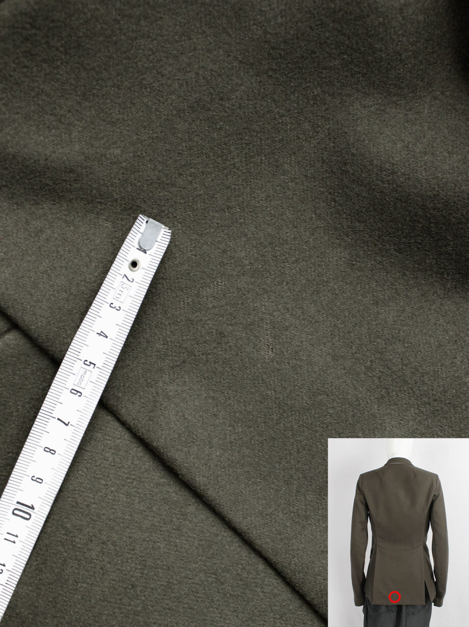 vintage Rick Owens green minimalist blazer with geometric lapels and extra long sleeves (13)