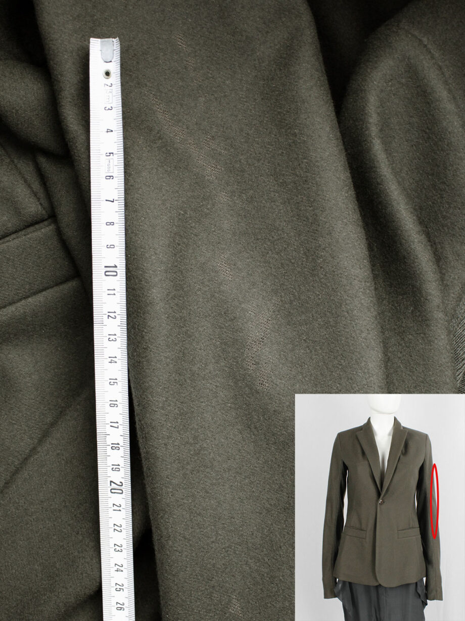 vintage Rick Owens green minimalist blazer with geometric lapels and extra long sleeves (14)