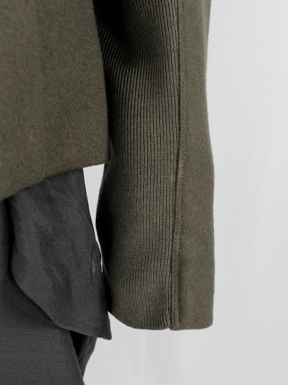 vintage Rick Owens green minimalist blazer with geometric lapels and extra long sleeves (6)
