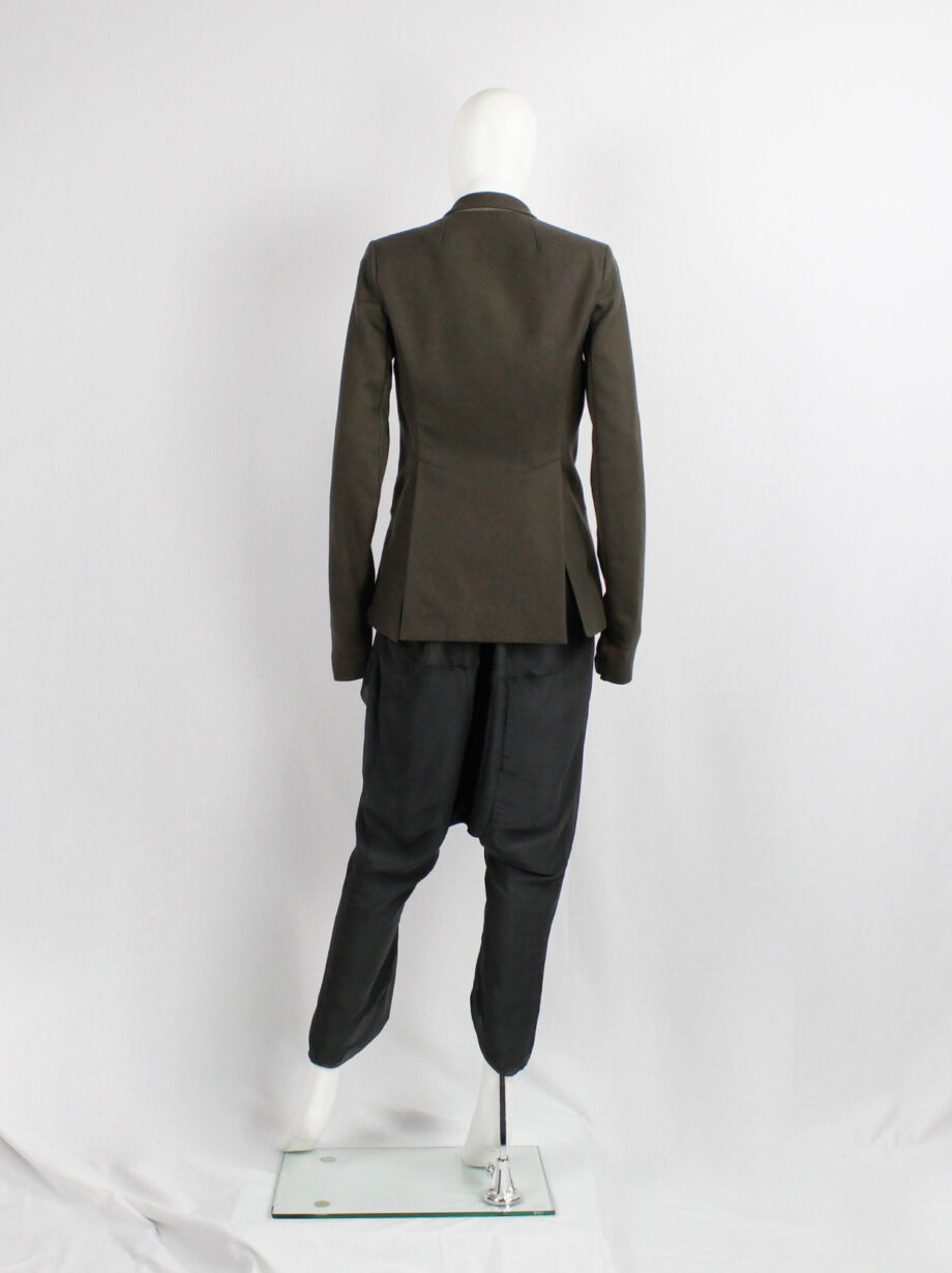 vintage Rick Owens green minimalist blazer with geometric lapels and extra long sleeves (9)