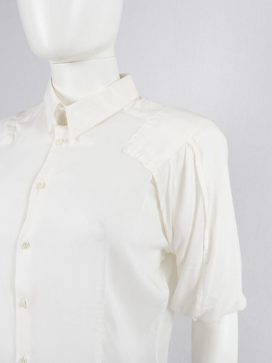 vintage Vandevorst off-white shirt with folded sleeves and cuffs as shoulder pads spring 1999 (12)