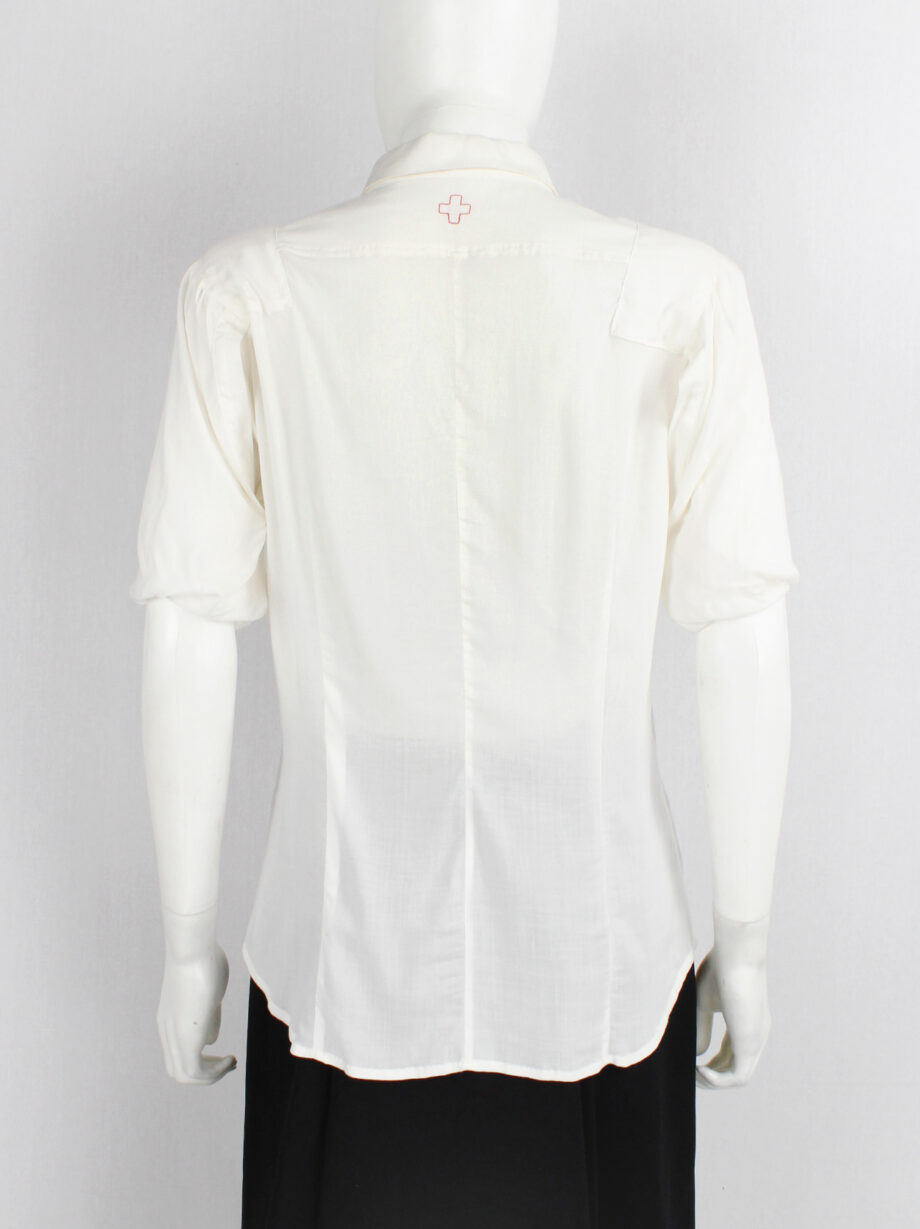 vintage Vandevorst off-white shirt with folded sleeves and cuffs as shoulder pads spring 1999 (13)