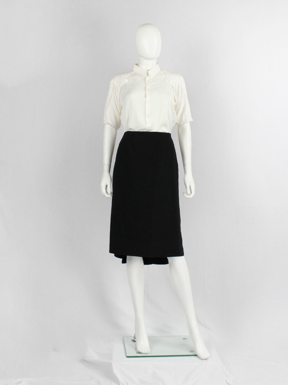 vintage Vandevorst off-white shirt with folded sleeves and cuffs as shoulder pads spring 1999 (5)