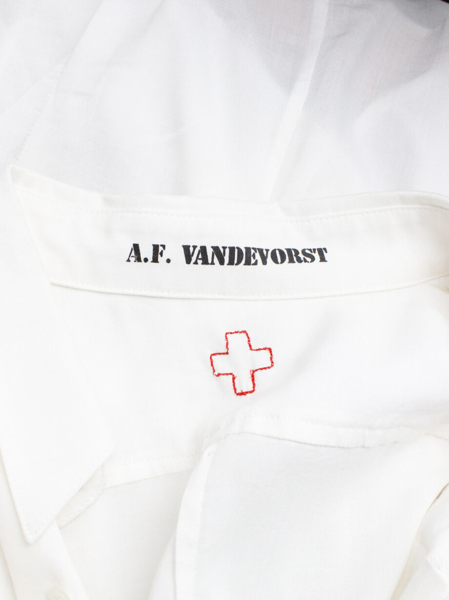 vintage Vandevorst off-white shirt with folded sleeves and cuffs as shoulder pads spring 1999 (8)
