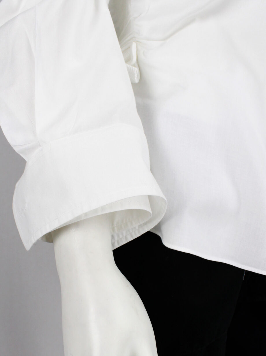 vintahe Junya Watanabe white double layered shirt with parachute harness and ruching spring 2003 (1)