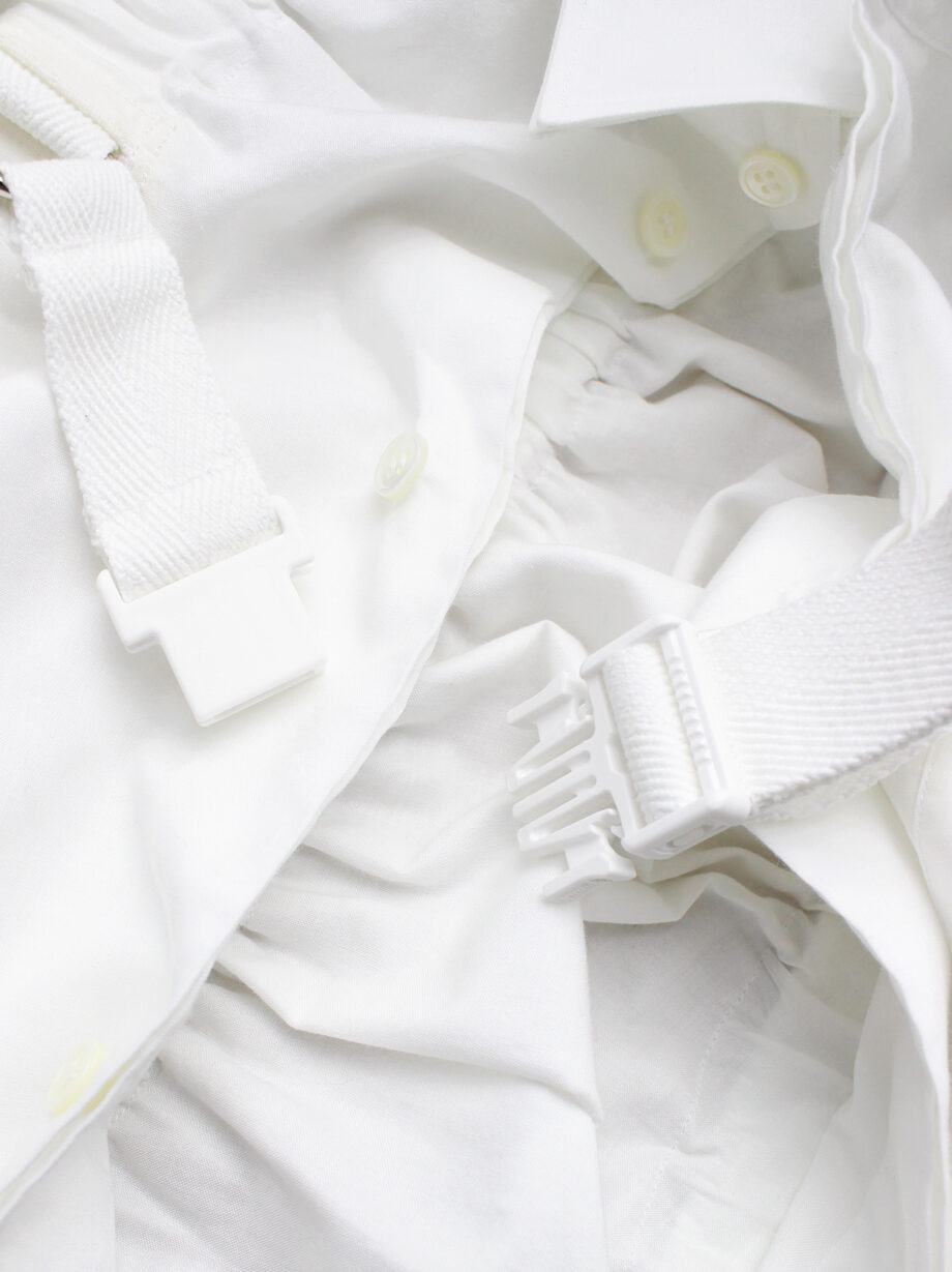 vintahe Junya Watanabe white double layered shirt with parachute harness and ruching spring 2003 (12)