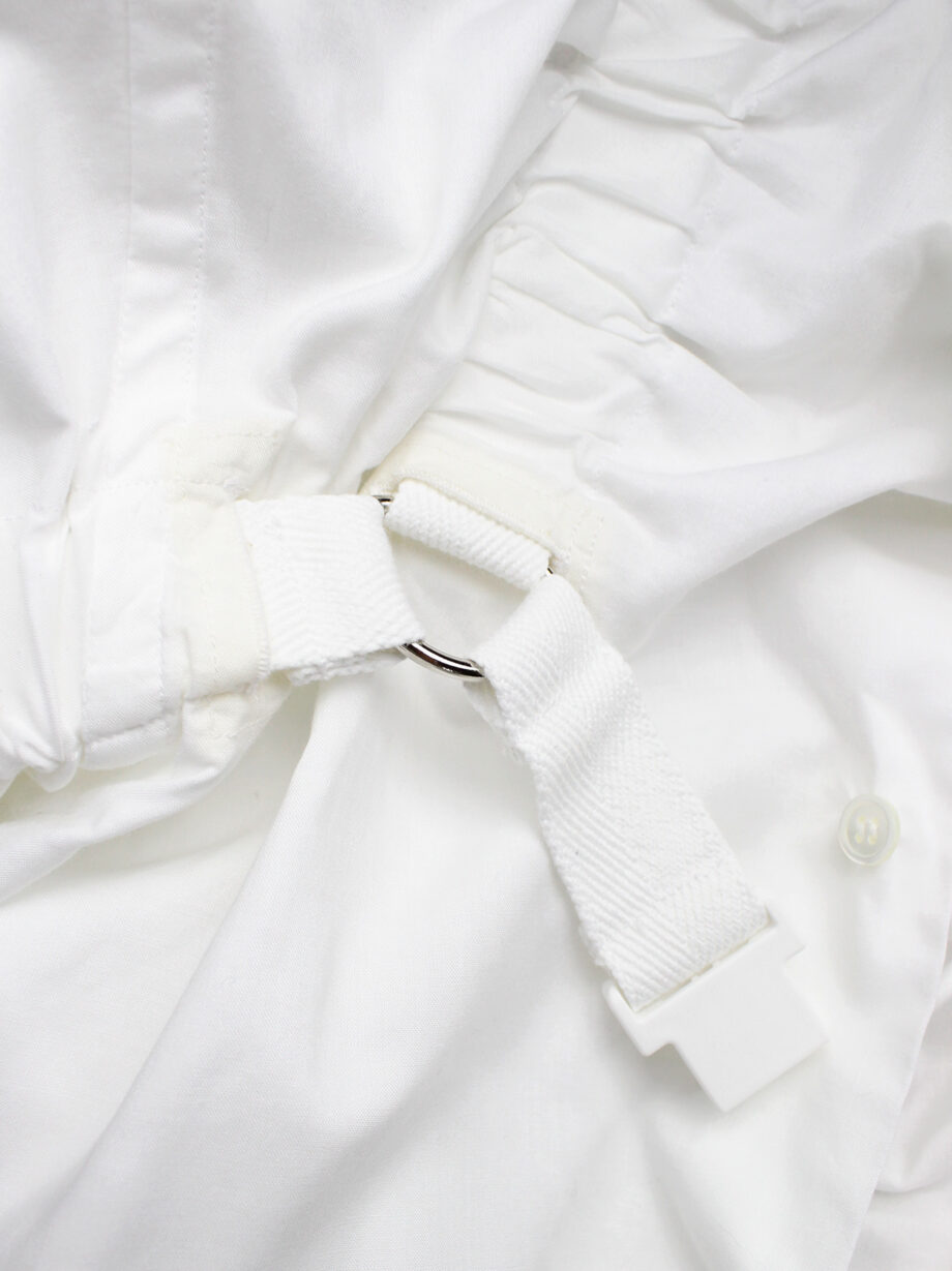 vintahe Junya Watanabe white double layered shirt with parachute harness and ruching spring 2003 (13)