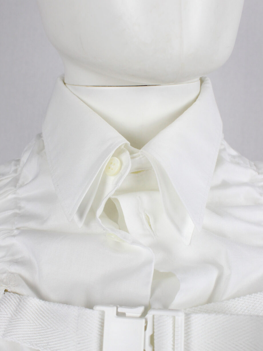 vintahe Junya Watanabe white double layered shirt with parachute harness and ruching spring 2003 (16)