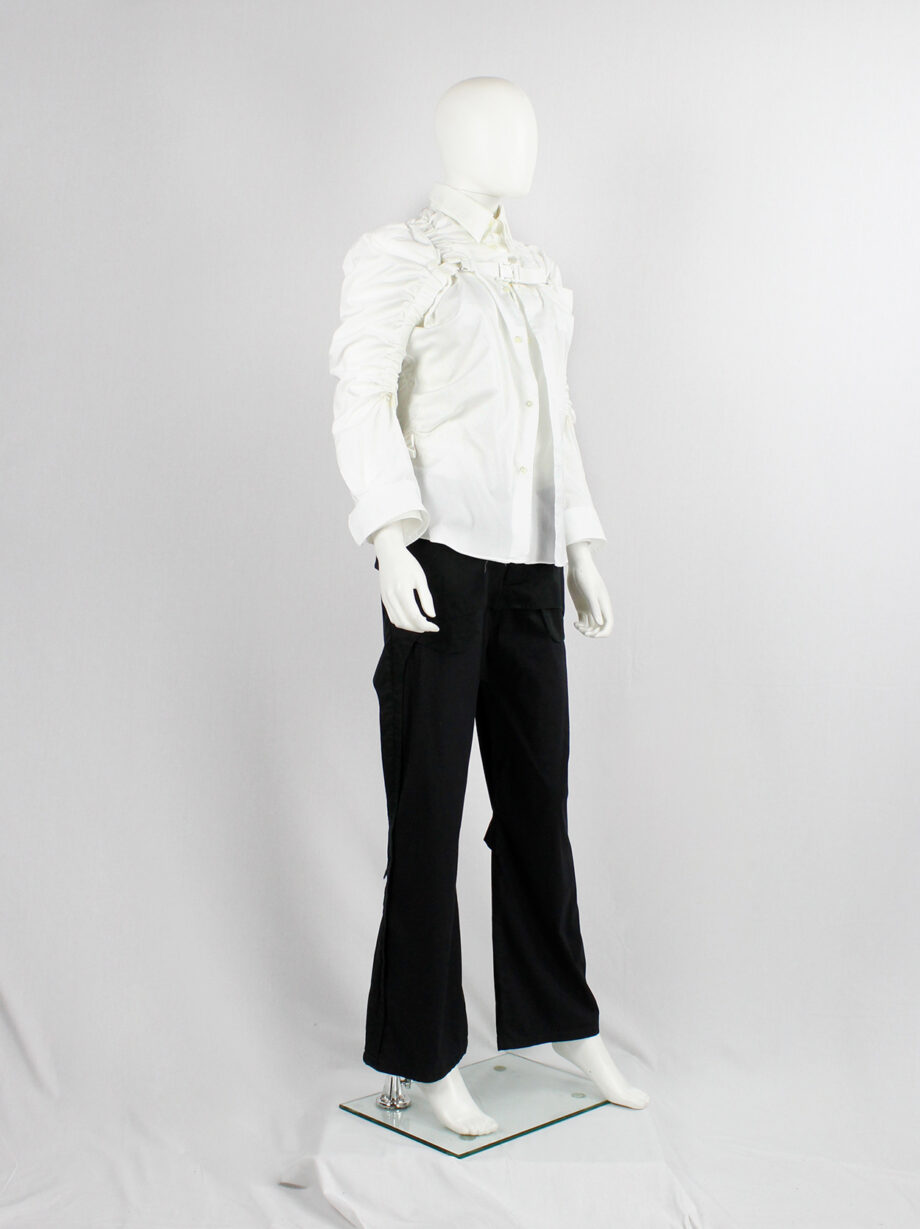 vintahe Junya Watanabe white double layered shirt with parachute harness and ruching spring 2003 (22)