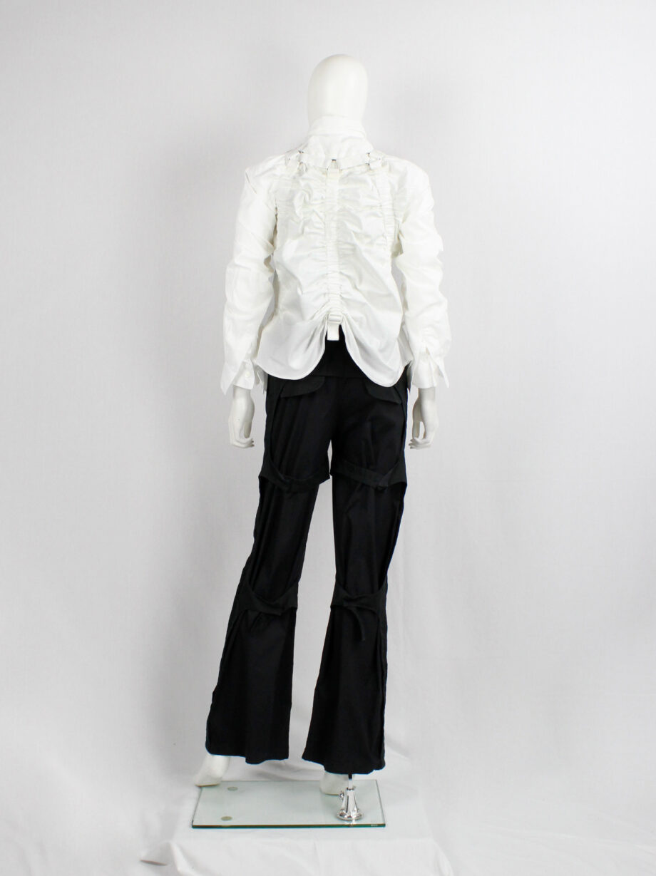 vintahe Junya Watanabe white double layered shirt with parachute harness and ruching spring 2003 (8)