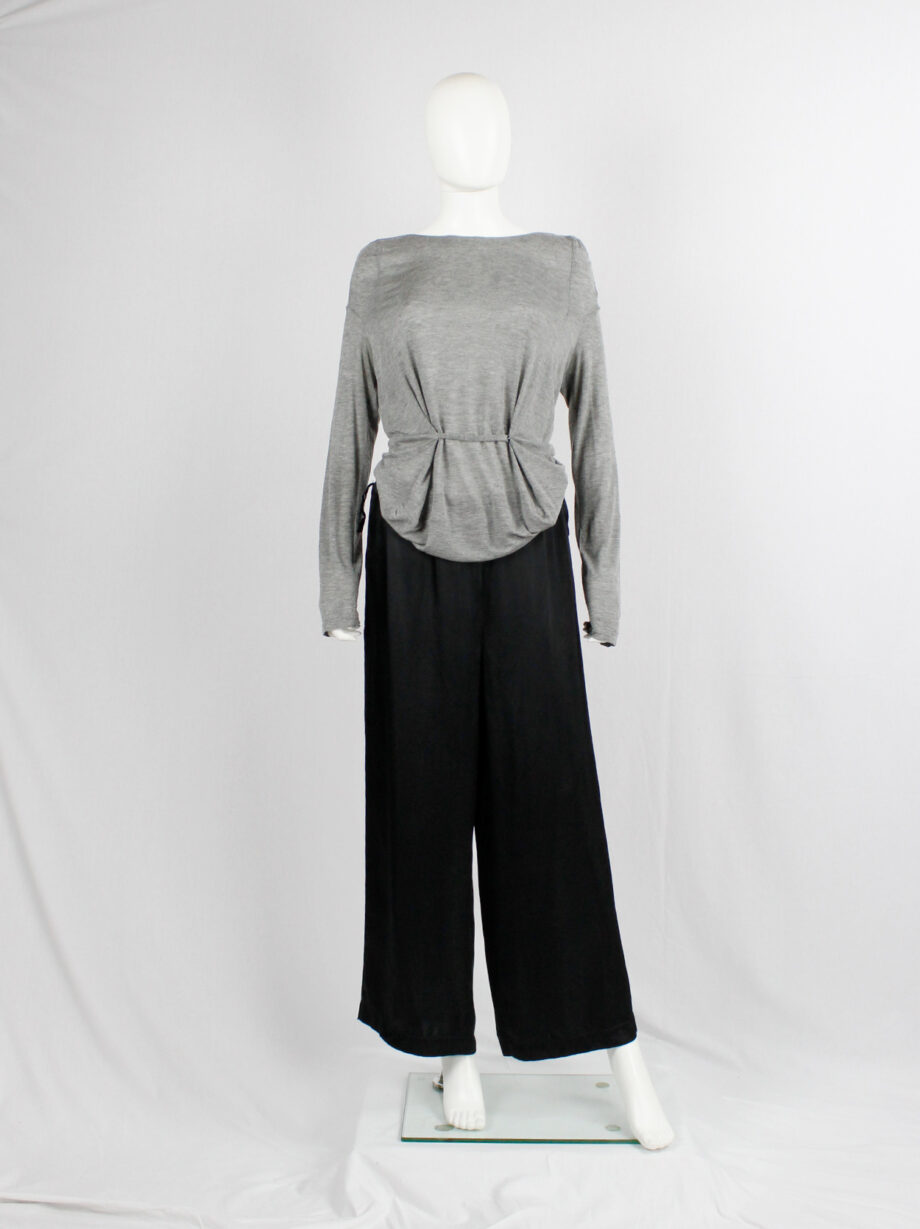 Maison Martin Margiela 6 black wide trousers with velvet waist and hanger loops spring 1999 (4)