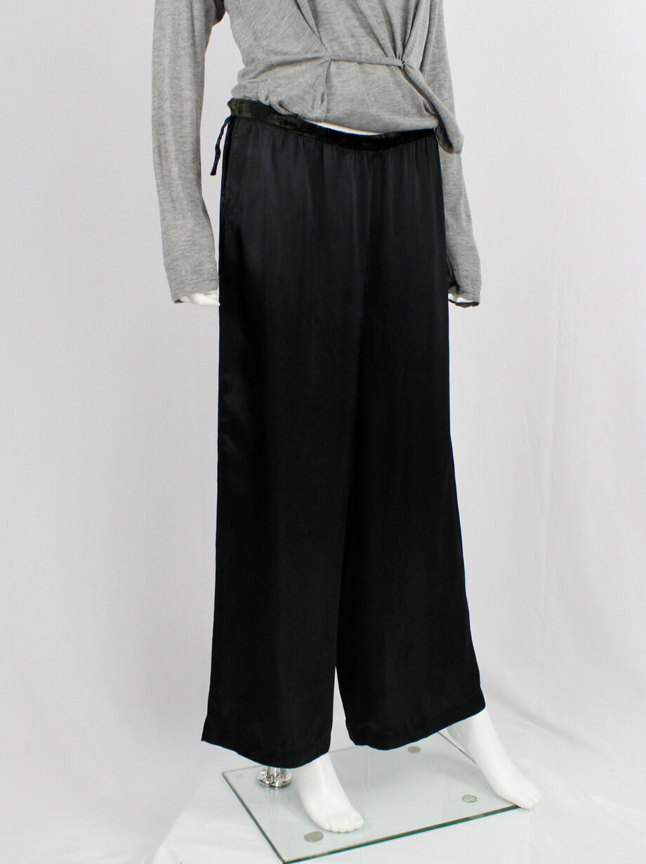 Maison Martin Margiela 6 black wide trousers with velvet waist and hanger loops spring 1999 (6)