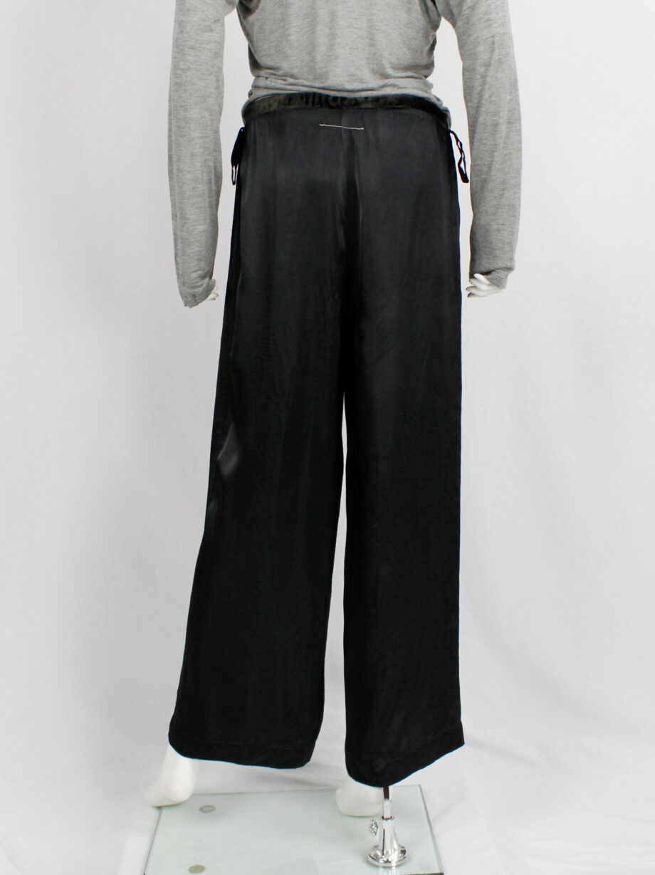 Maison Martin Margiela 6 black wide trousers with velvet waist and hanger loops spring 1999 (8)