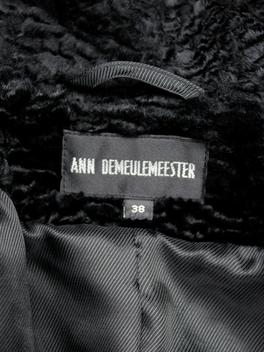vintage Ann Demeulemeester black faux shearling jacket with buttons along the sleeves fall 2010 (11)