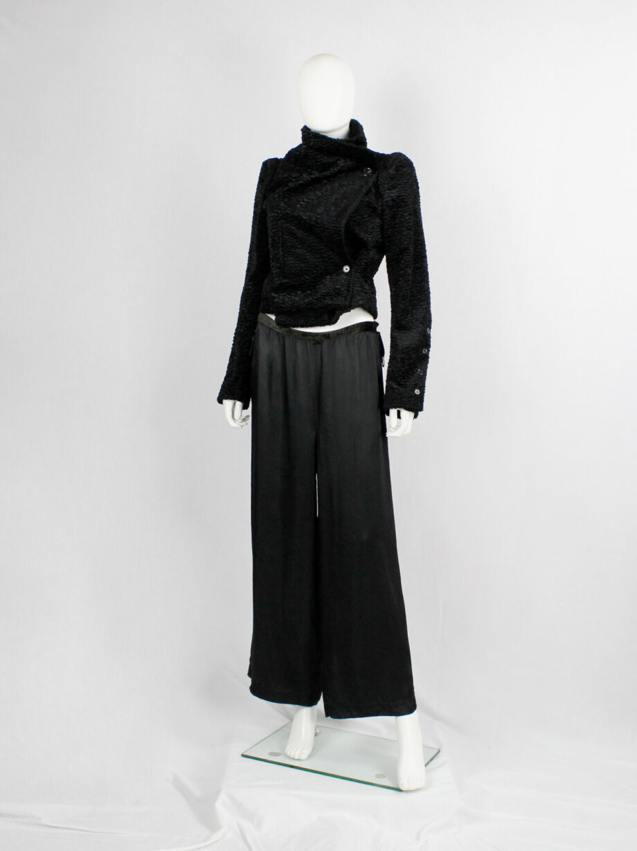 vintage Ann Demeulemeester black faux shearling jacket with buttons along the sleeves fall 2010 (18)