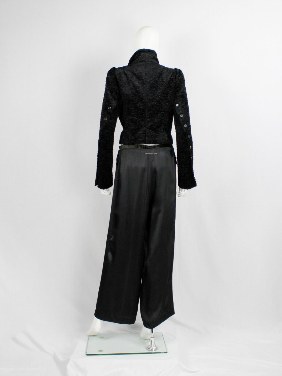 vintage Ann Demeulemeester black faux shearling jacket with buttons along the sleeves fall 2010 (5)