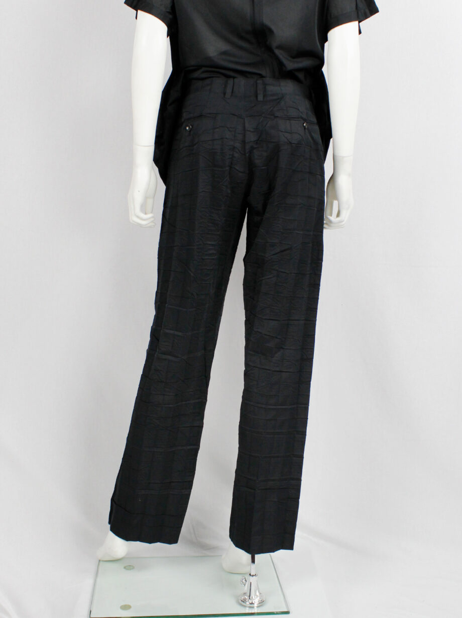 vintage Issey Miyake black straight trousers with pressed waffle texture (2)