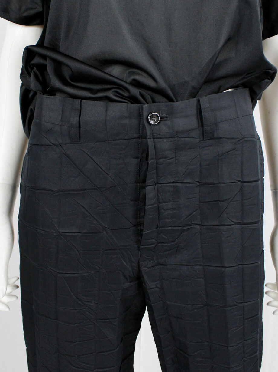 vintage Issey Miyake black straight trousers with pressed waffle texture (5)