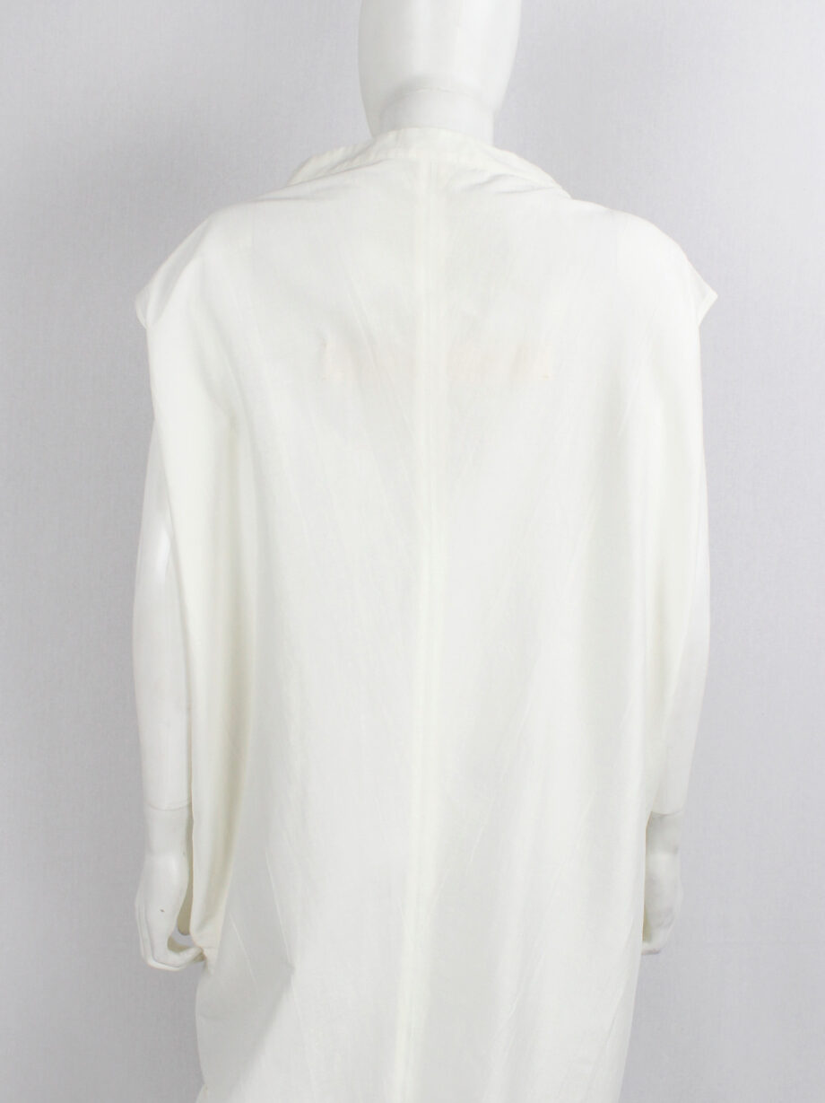 vintage Rick Owens NASKA off-white cotton dress with geometric cowl neck spring 2012 (1)