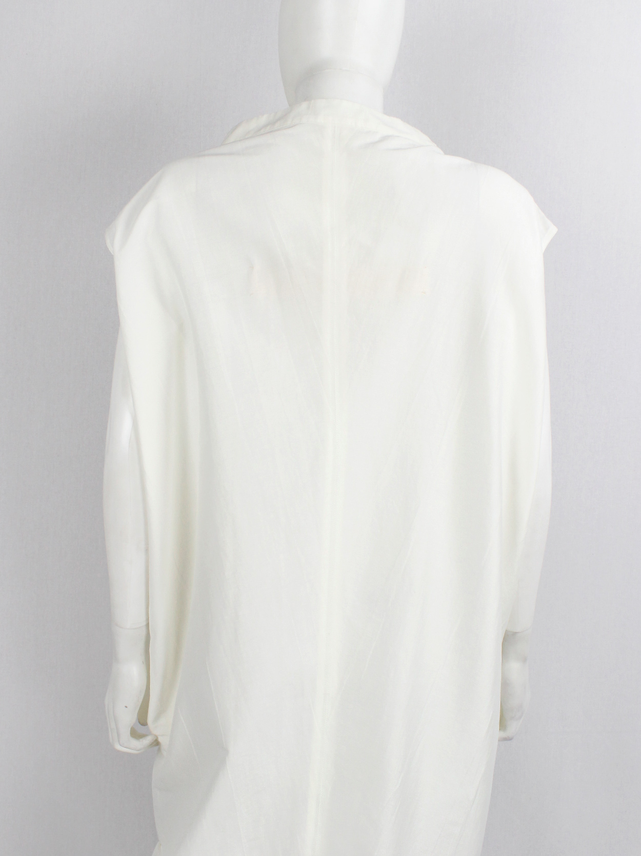 Rick Owens NASKA off-white cotton dress with geometric cowl neck ...