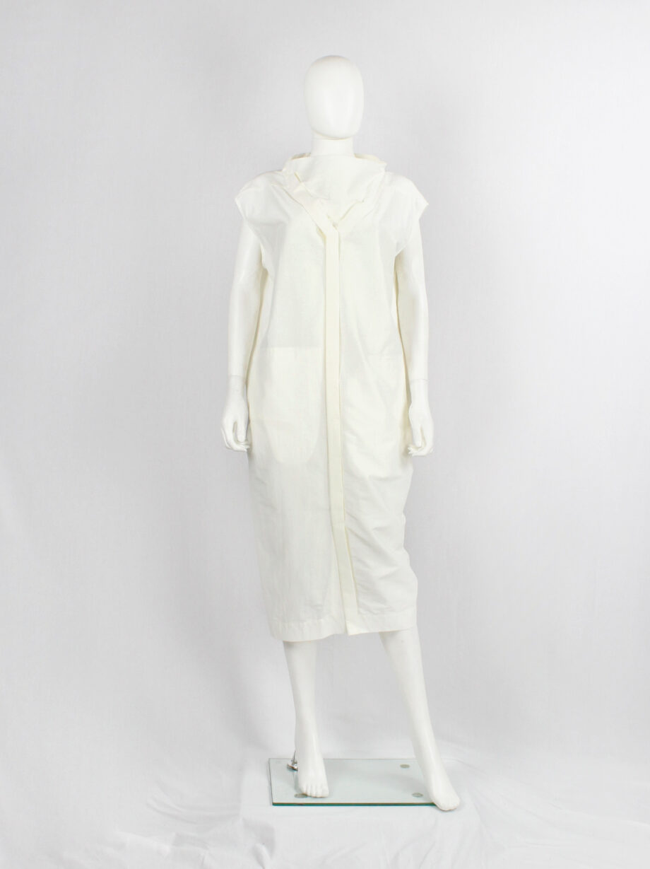 vintage Rick Owens NASKA off-white cotton dress with geometric cowl neck spring 2012 (11)