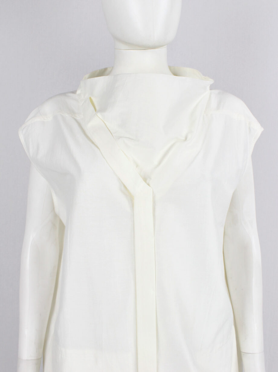 vintage Rick Owens NASKA off-white cotton dress with geometric cowl neck spring 2012 (13)