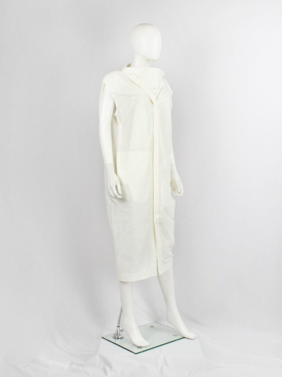 vintage Rick Owens NASKA off-white cotton dress with geometric cowl neck spring 2012 (16)