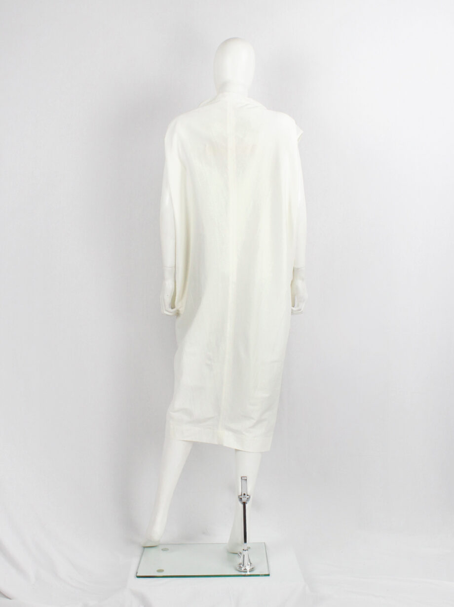 vintage Rick Owens NASKA off-white cotton dress with geometric cowl neck spring 2012 (17)