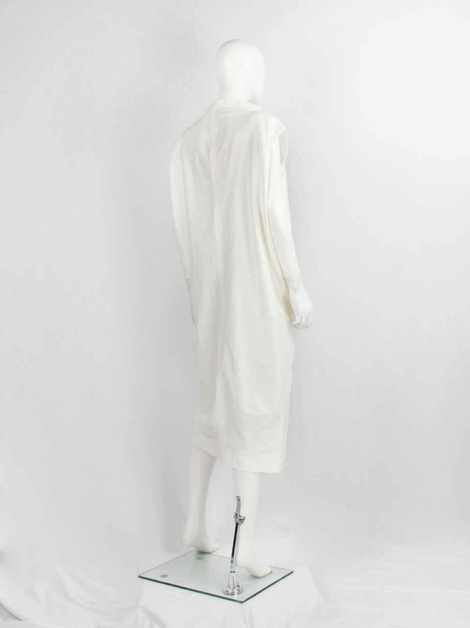vintage Rick Owens NASKA off-white cotton dress with geometric cowl neck spring 2012 (2)