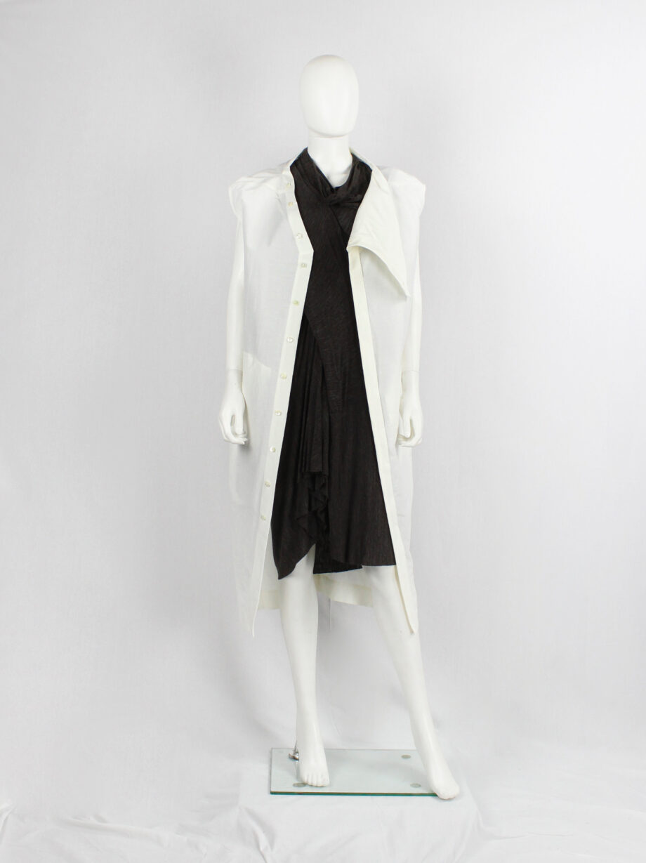 vintage Rick Owens NASKA off-white cotton dress with geometric cowl neck spring 2012 (3)