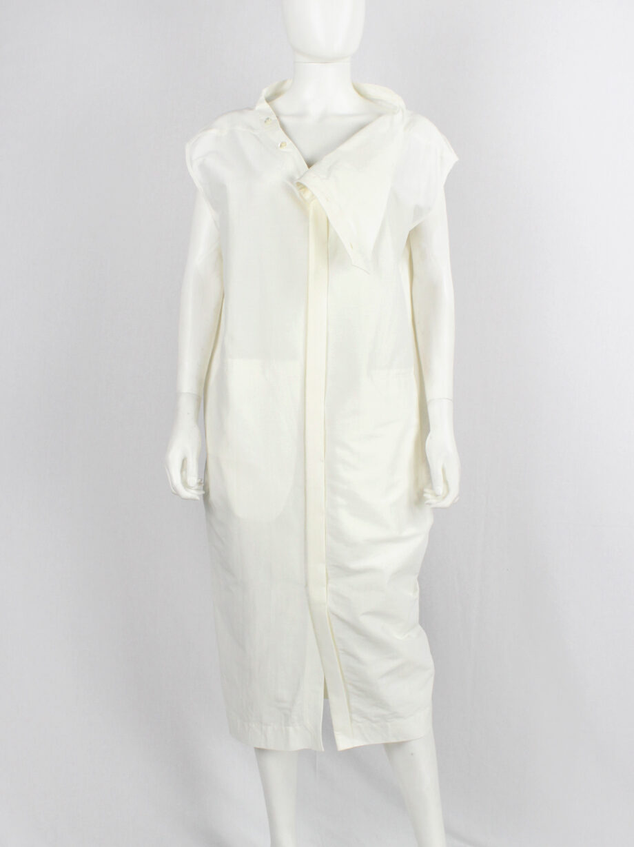 vintage Rick Owens NASKA off-white cotton dress with geometric cowl neck spring 2012 (9)