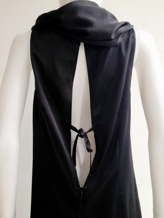 second hand Ann Demeulemeester black cowl neck dress with open back