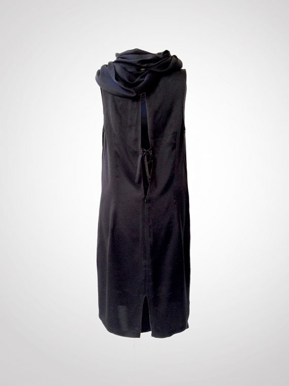 Ann Demeulemeester black cowl neck dress with open back | V A N II T A S