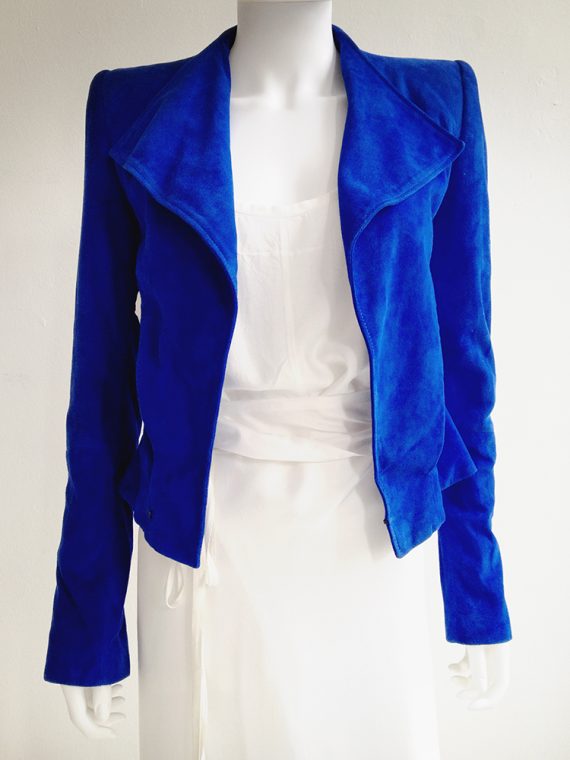 vintage Haider Ackermann blue suede cutout jacket – spring 2012
