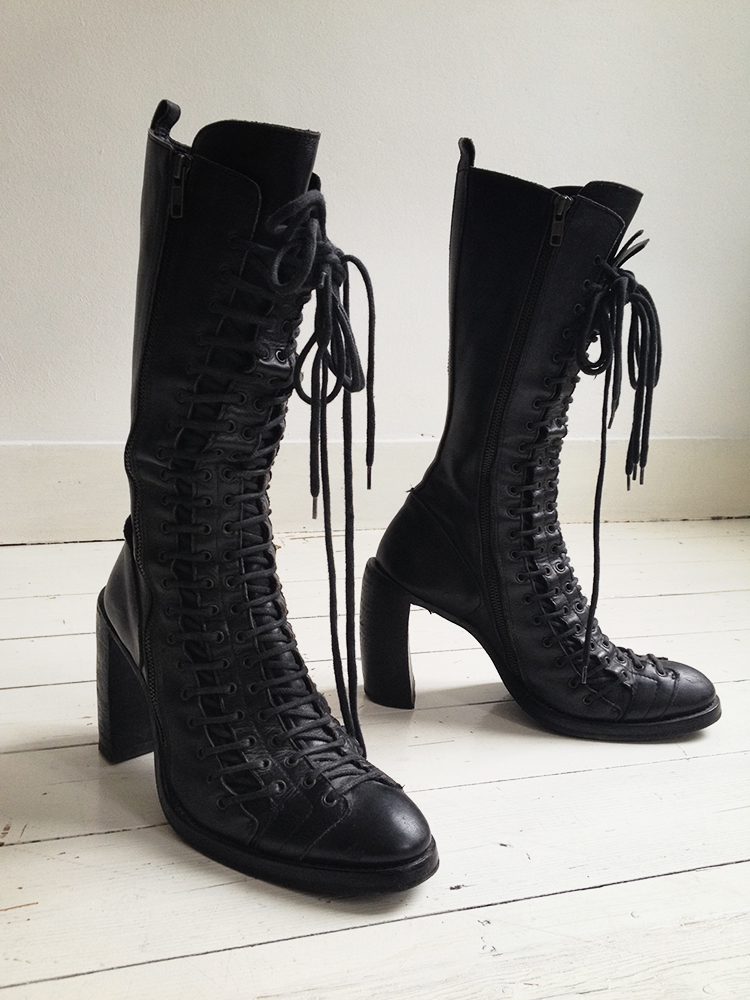 Ann Demeulemeester black triple lace boots — fall 2008 (41) - V A N II ...