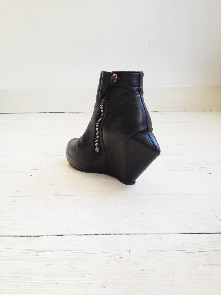Rick Owens black turbo ankle boots with peak wedge - V A N II T A S