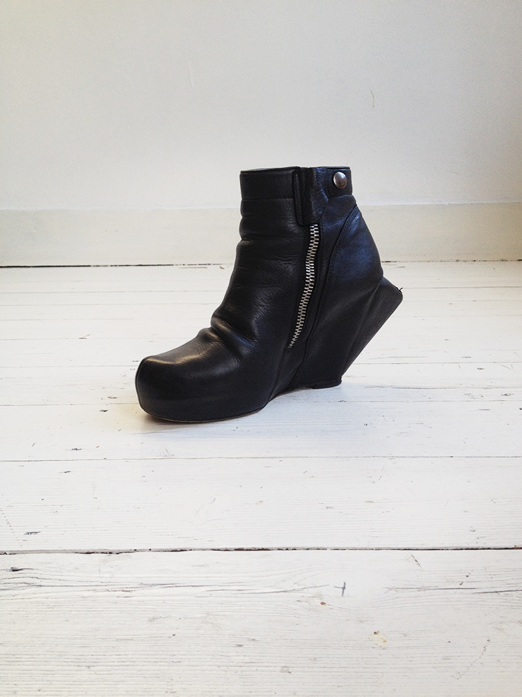 Rick Owens black turbo ankle boots with peak wedge - V A N II T A S