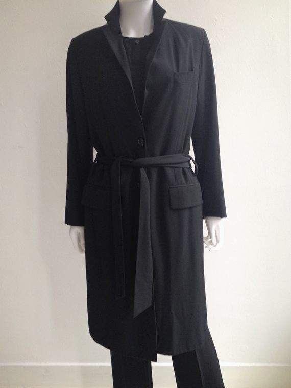 vintage Dries Van Noten black long belted coat