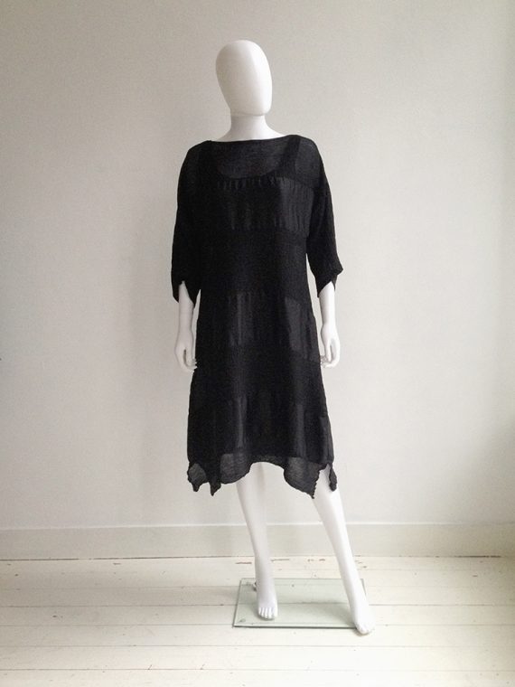 Issey Miyake Cauliflower black dress with sheer stripes | shop at vaniitas.com