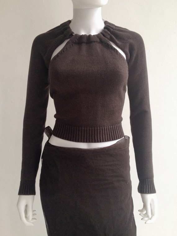 archive Maison Martin Margiela brown 90s jumper with sleeves attached to choker by miss deanna_top