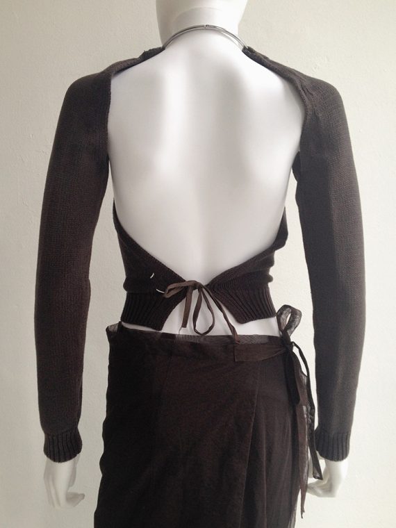Maison Martin Margiela brown 90s jumper with sleeves attached to choker by miss deanna_top_back
